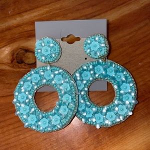 Blue floral earrings
